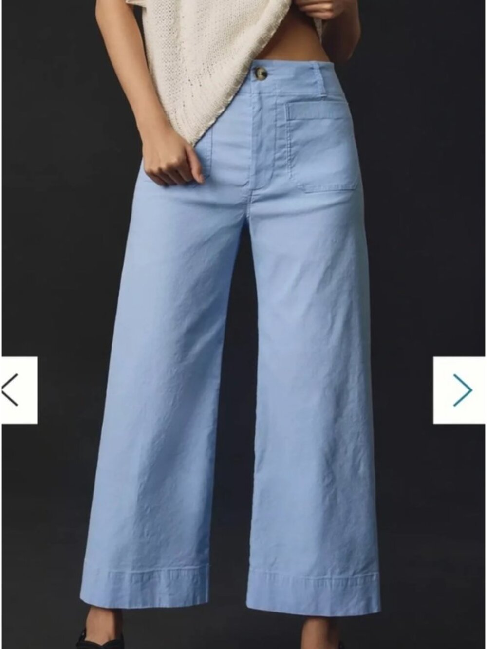 Maeve Anthropologie The Colette Wide Leg Crop Pant Blue High Rise Size 29